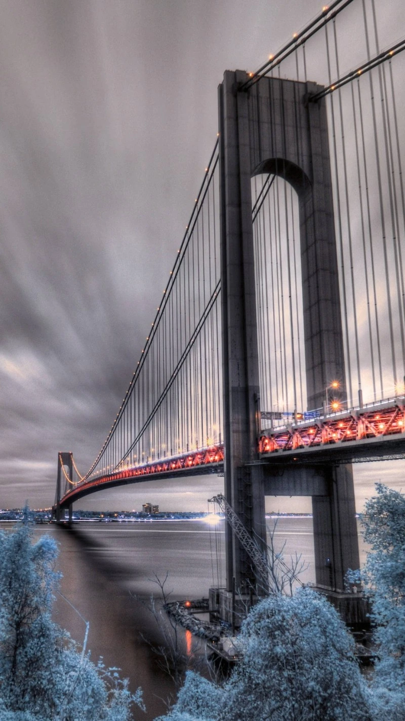 Verrazano-Narrows Bridge Infrared 4K Mobile Wallpaper