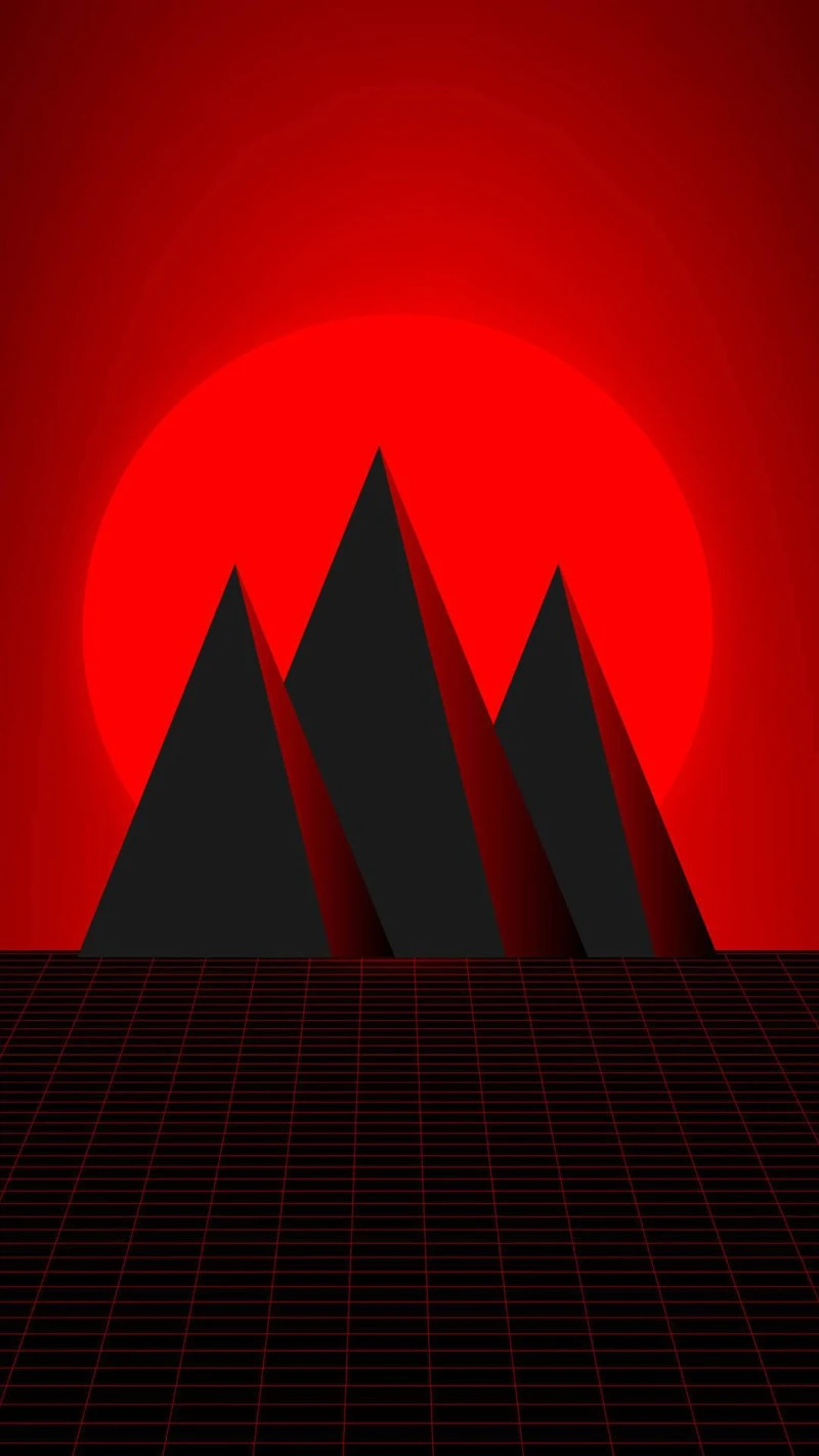 Retro Pyramids Under Red Sun 4K Mobile Wallpaper