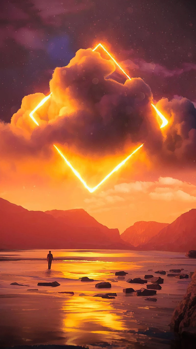 Neon Cloud Frame 4K Mobile Wallpaper