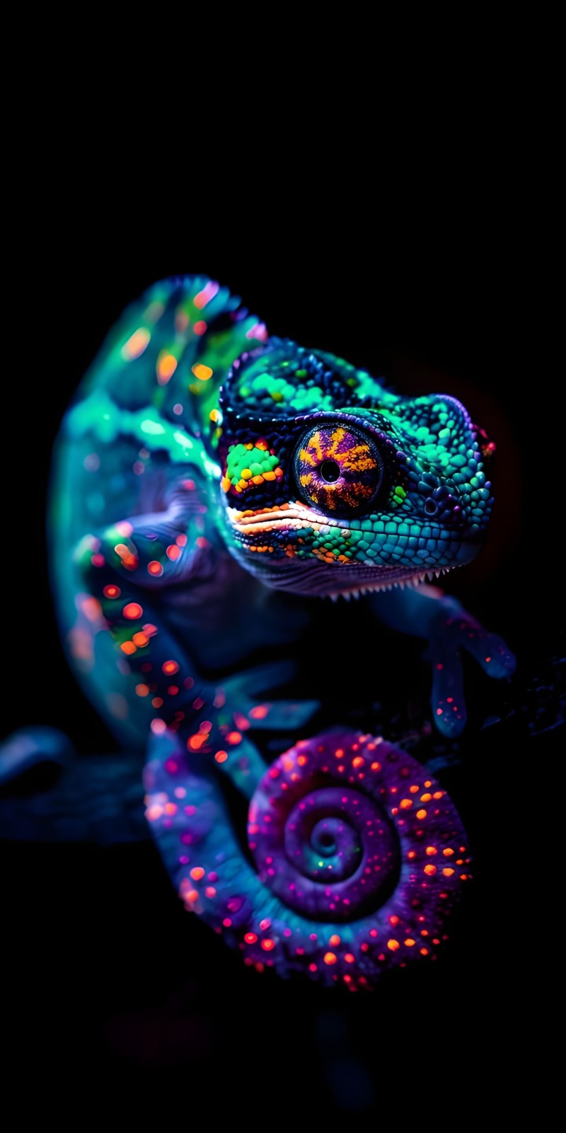 Vibrant Rainbow Chameleon Wallpaper Phone Background 4K Rain Wallpaper