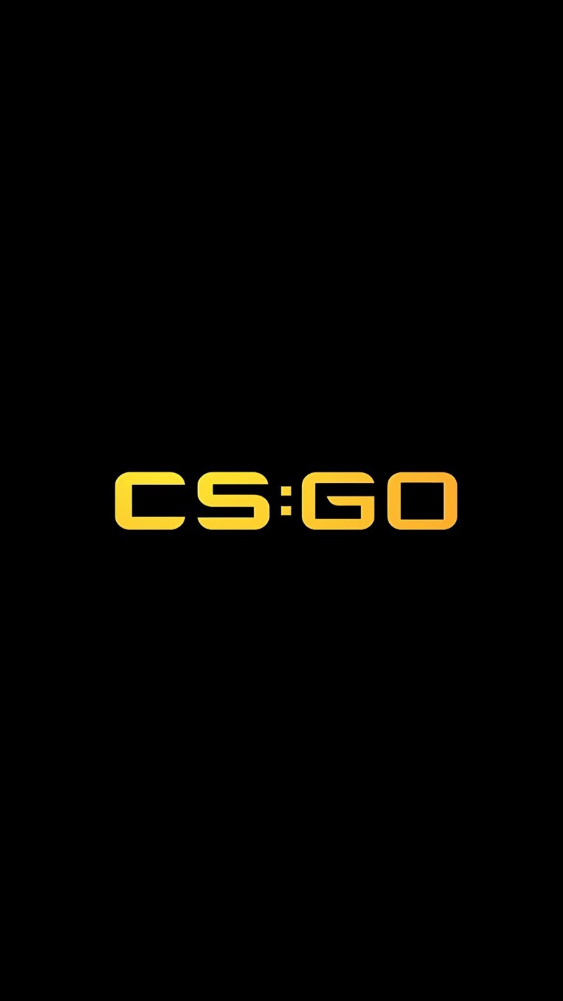 Minimalist Yellow CS:GO Logo on Black Background Wallpaper 4K Mobile Wallpaper