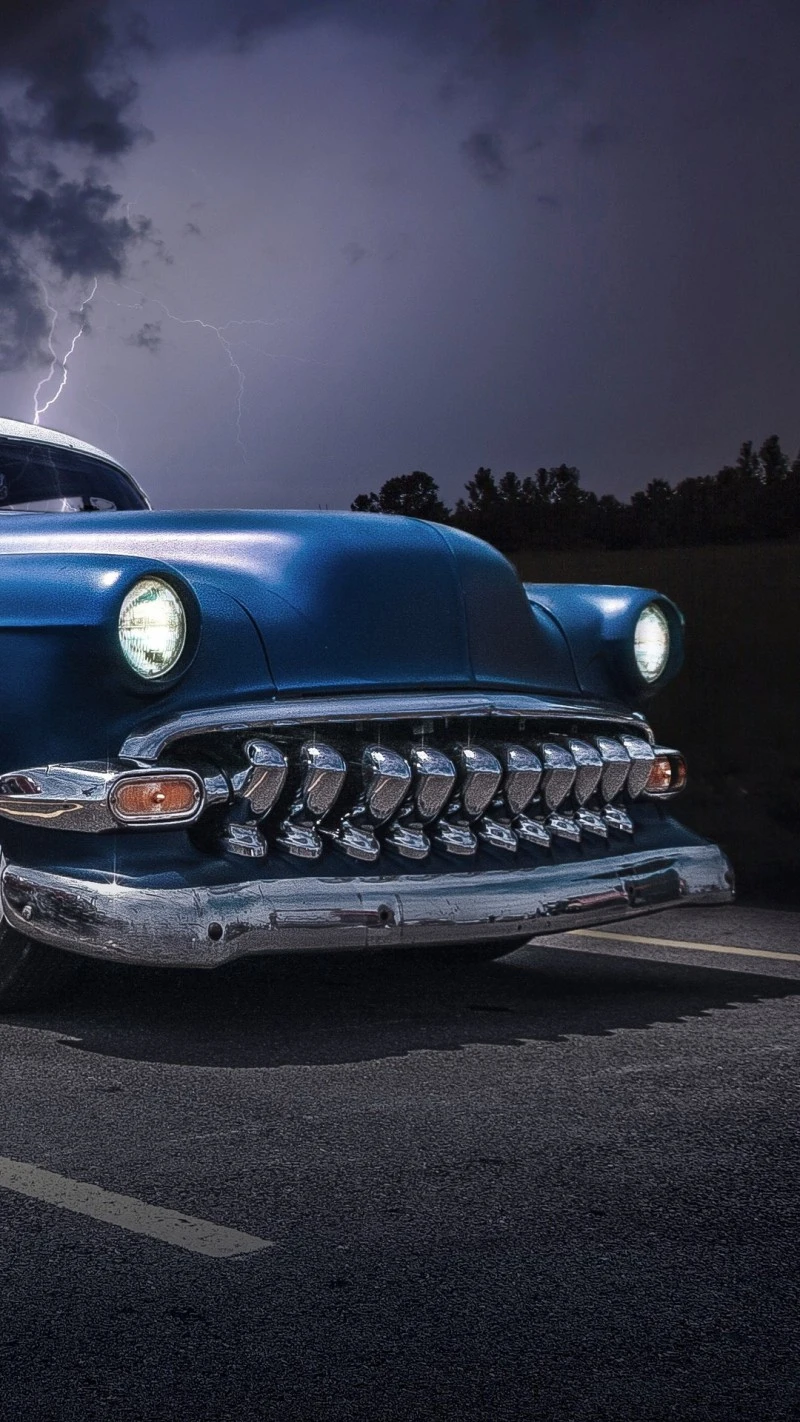 Stormy Night Custom Chevy 4K Mobile Wallpaper