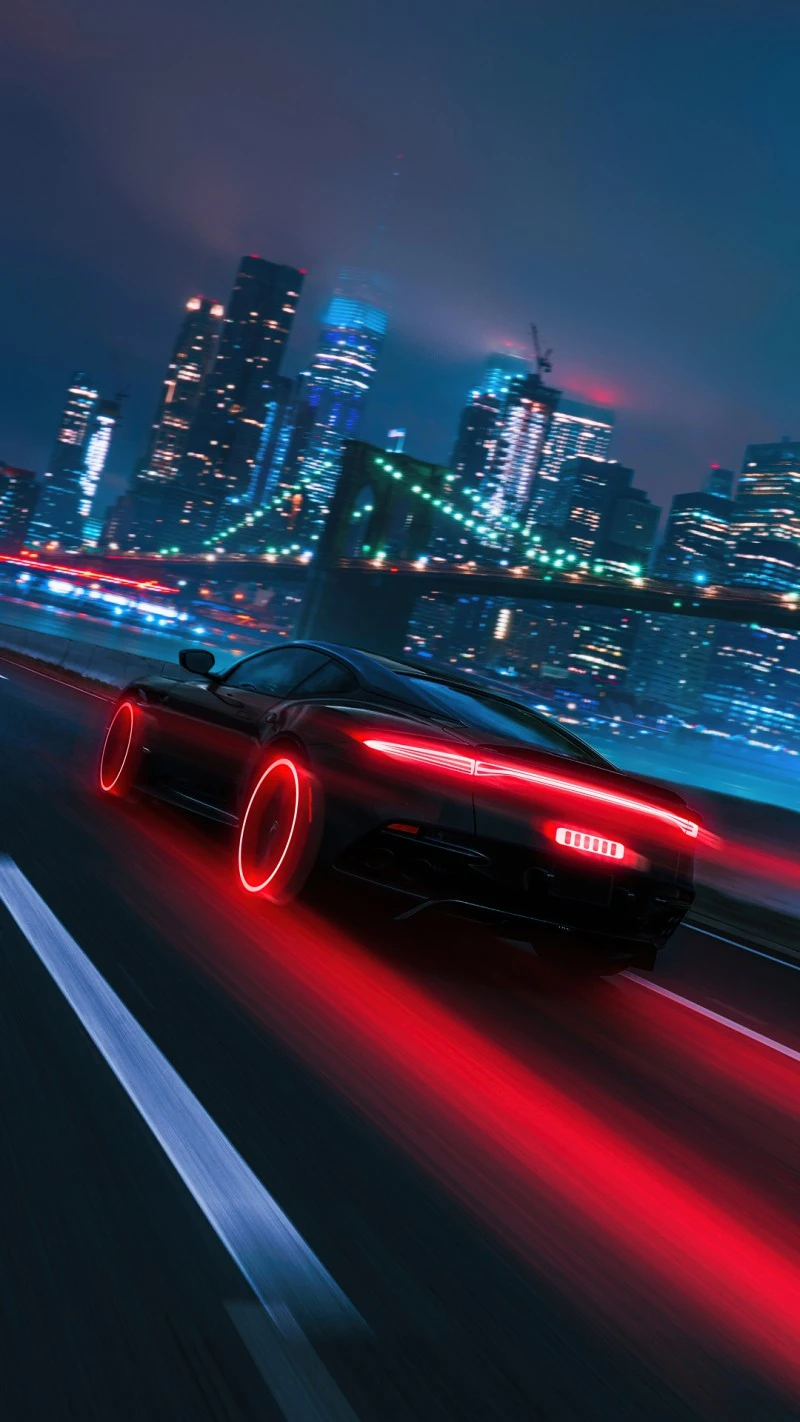 Night Drive in the City 4K Mobile Wallpaper