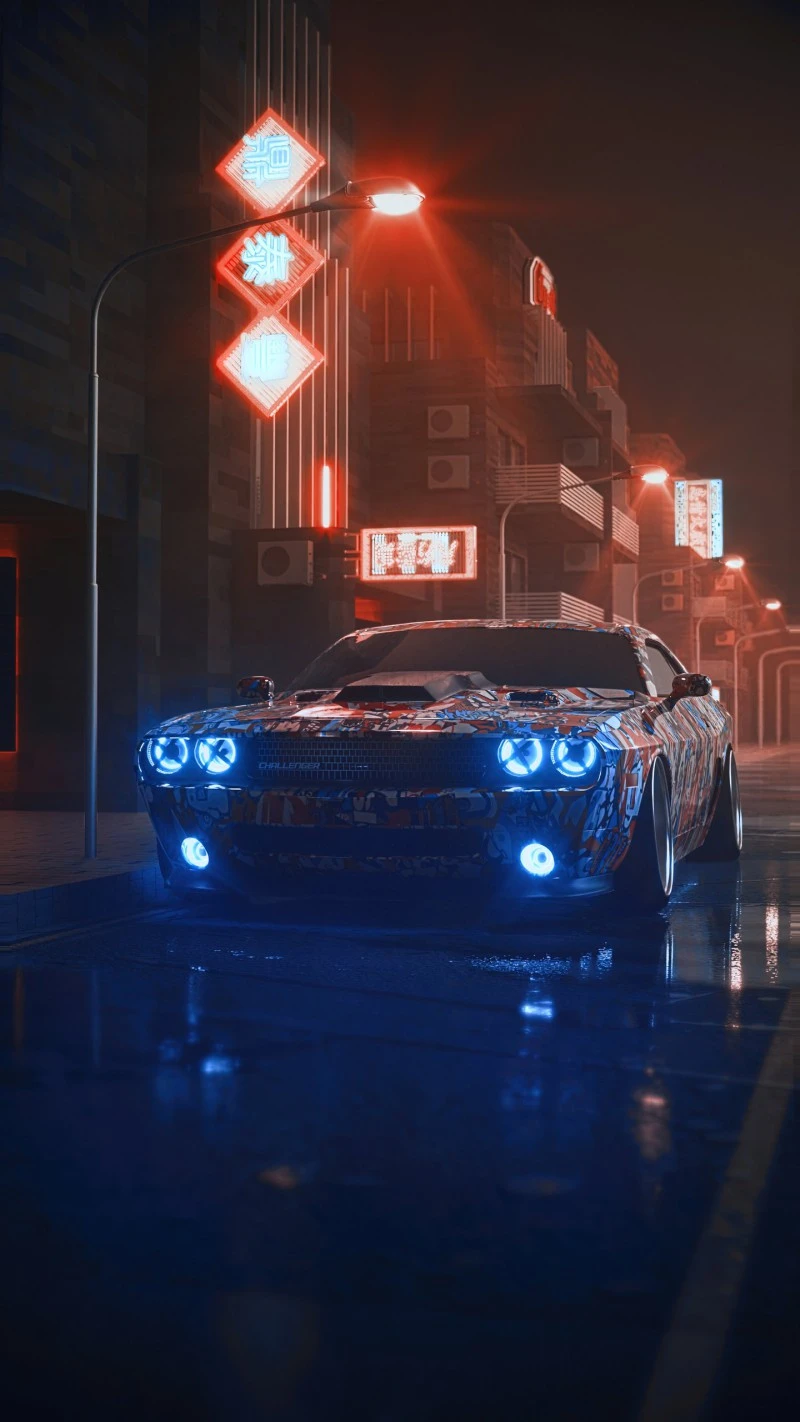 Graffiti Dodge Challenger 4K Mobile Wallpaper