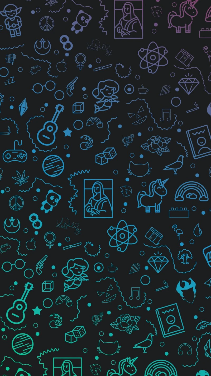 Pop Culture Icons Seamless Pattern 4K Mobile Wallpaper