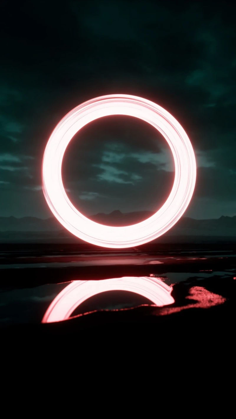 Neon Circle in the Desert 4K Mobile Wallpaper