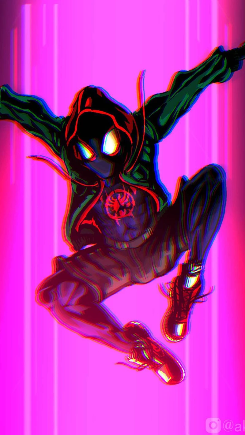 Miles Morales Glitch Art 4K Mobile Wallpaper