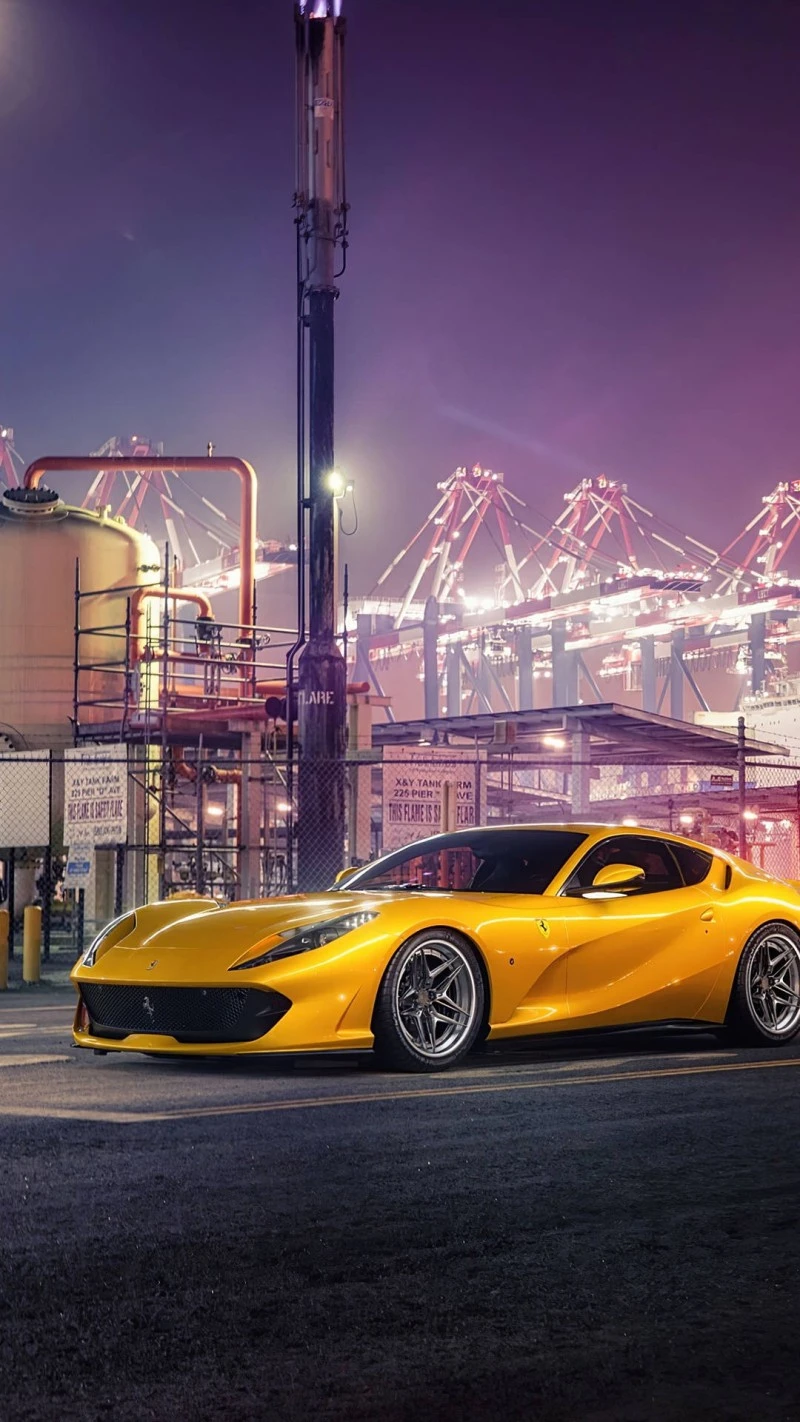 Ferrari Roma at the Docks 4K Mobile Wallpaper