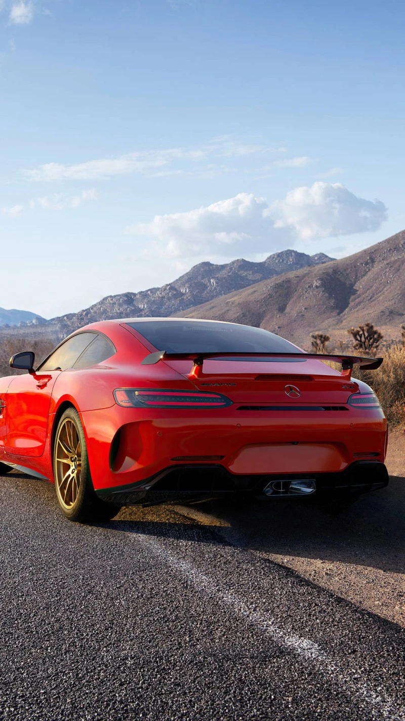 Red Mercedes-AMG GT in the Desert 4K Mobile Wallpaper