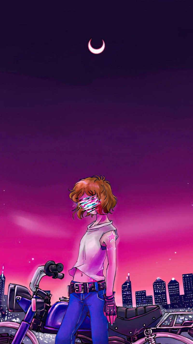 Cyberpunk Girl on Motorcycle 4K Mobile Wallpaper