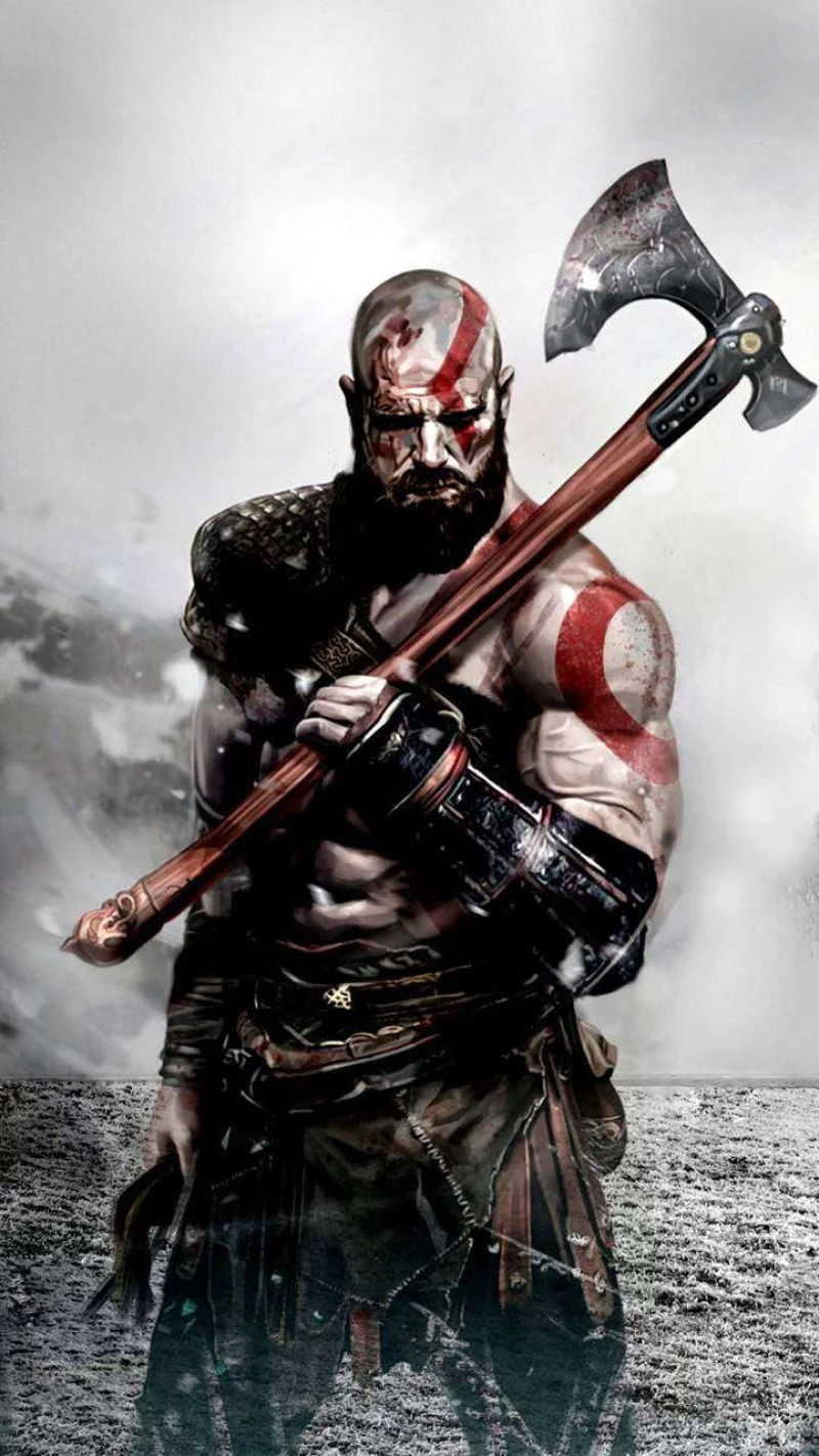 Kratos God of War Ragnarök 4K Mobile Wallpaper