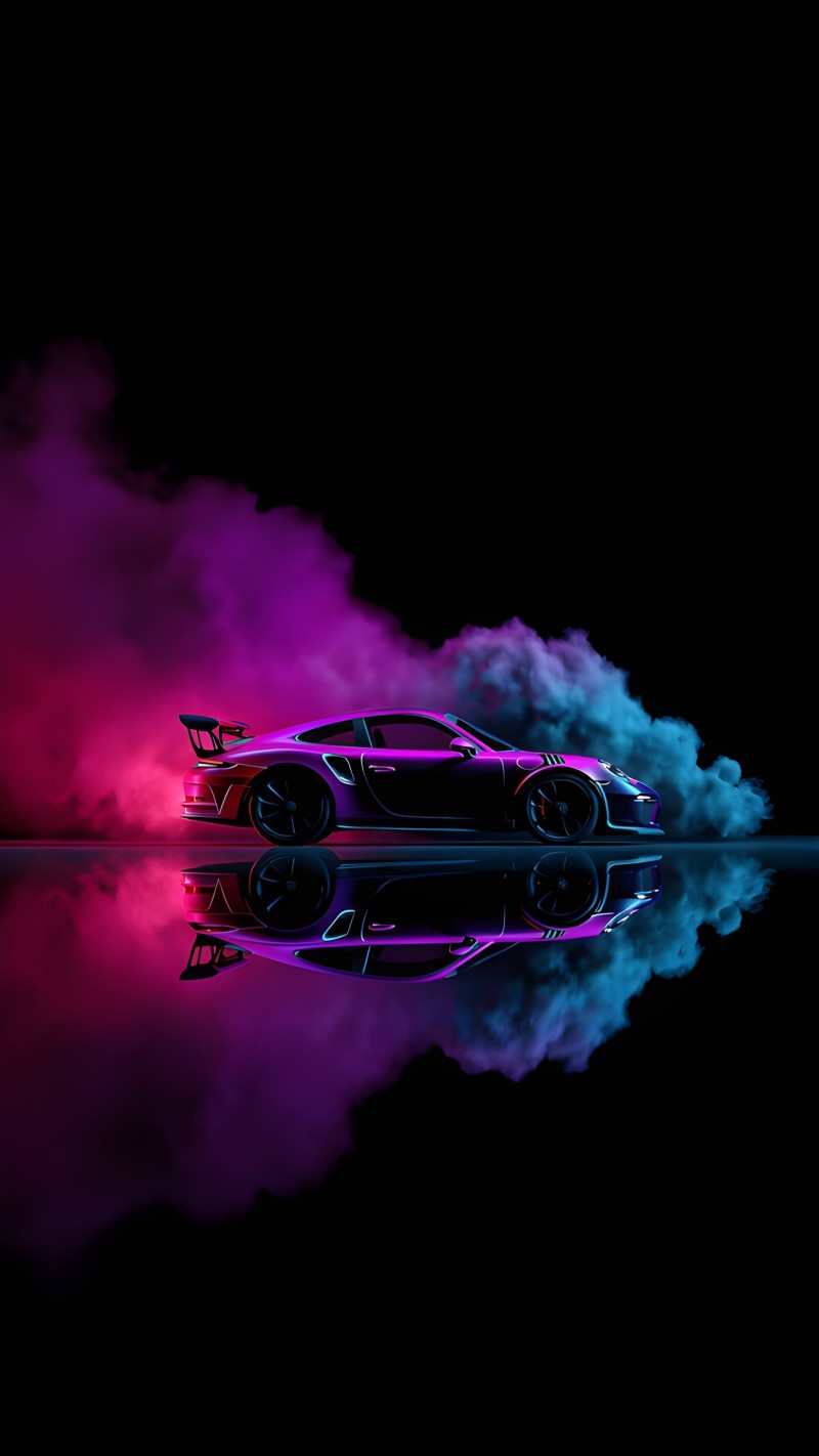 Vibrant Purple Sports Car Night Drive Wallpaper for Mobile 4K Dark Wallpaper