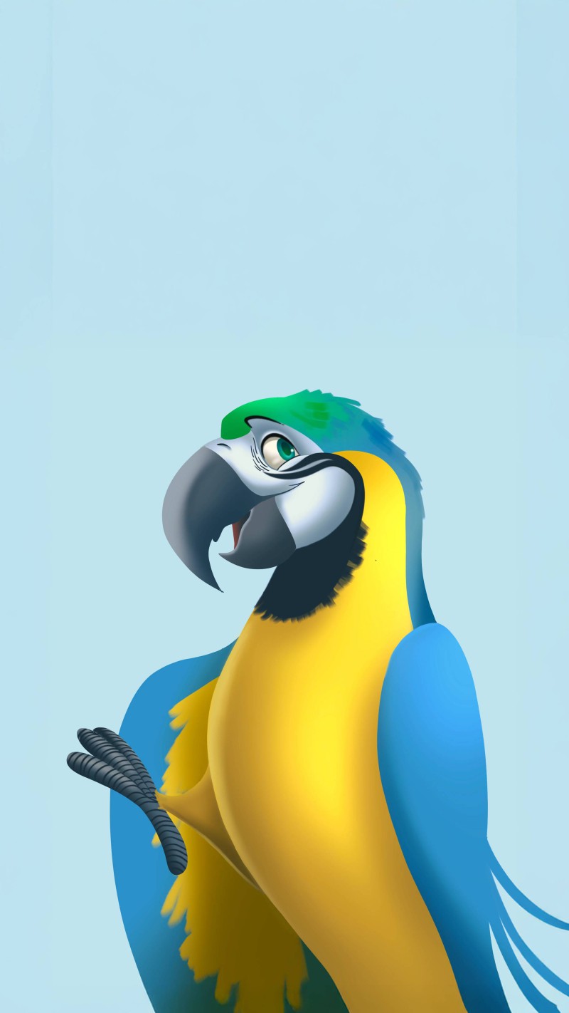 Vibrant Parrot on Light Blue 4K Mobile Wallpaper