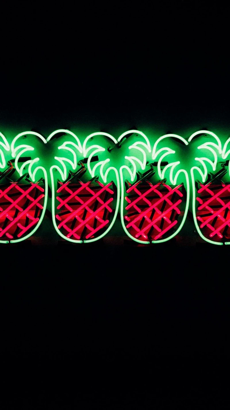 Neon Pineapple Row 4K Mobile Wallpaper