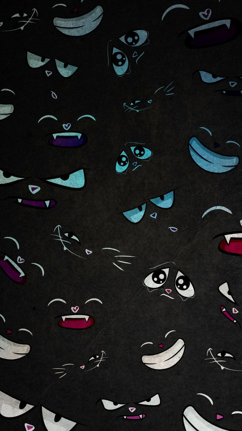 A Spooky Medley of Cat Faces 4K Mobile Wallpaper