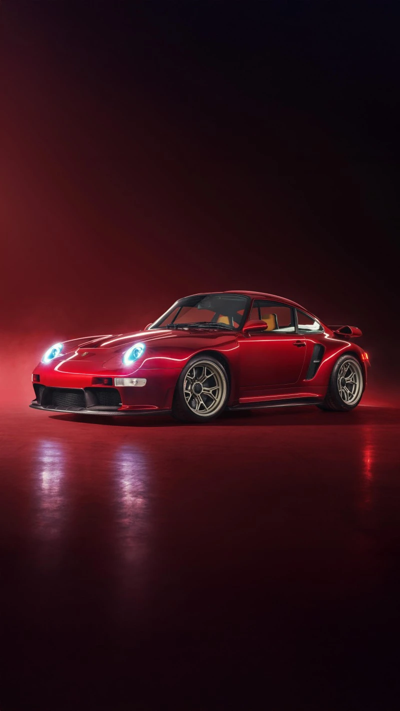 Porsche in Red Light 4K Mobile Wallpaper