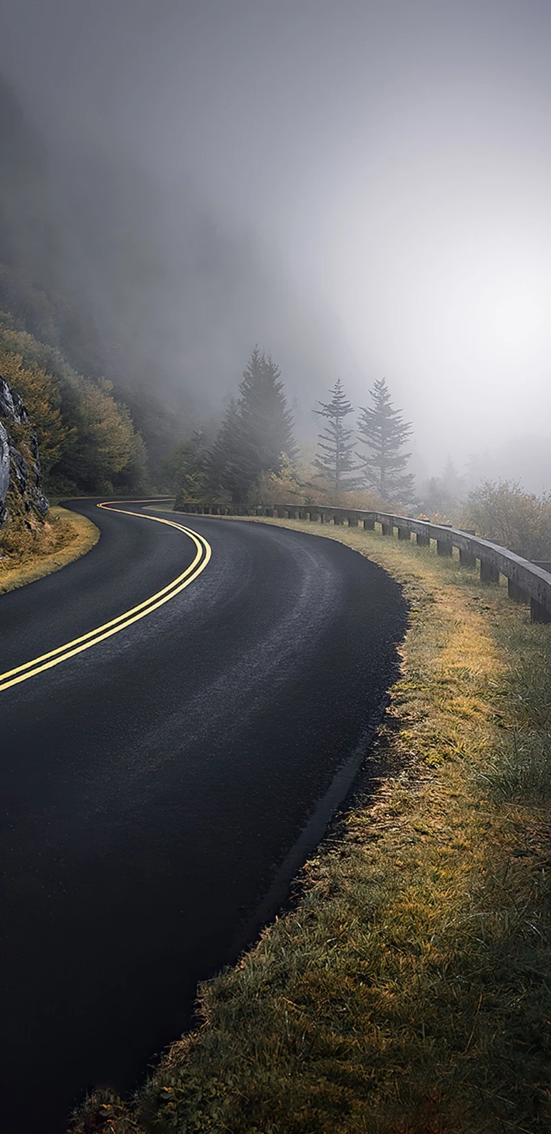 Misty Mountain Road 4K Mobile Wallpaper