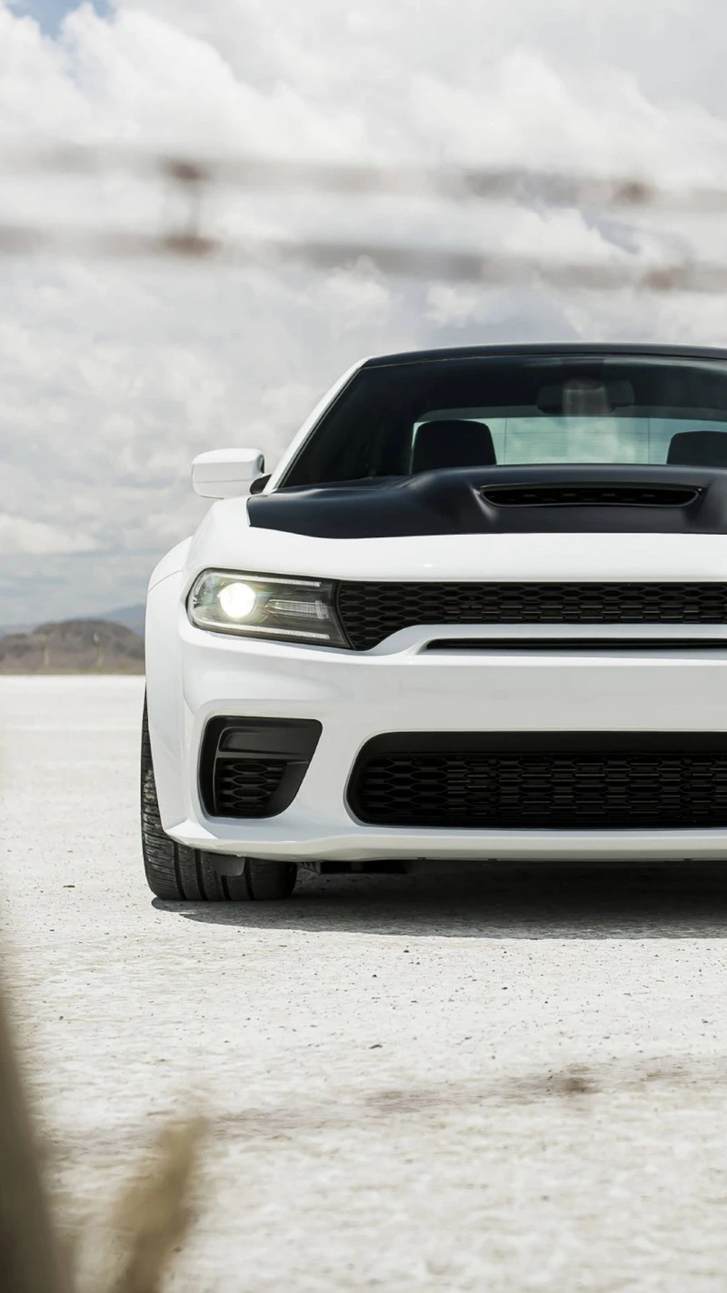 White Dodge Charger 4K Mobile Wallpaper