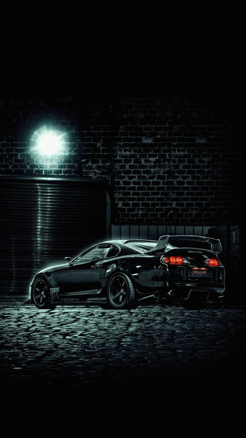 Classic Toyota Supra at Night 4K Mobile Wallpaper