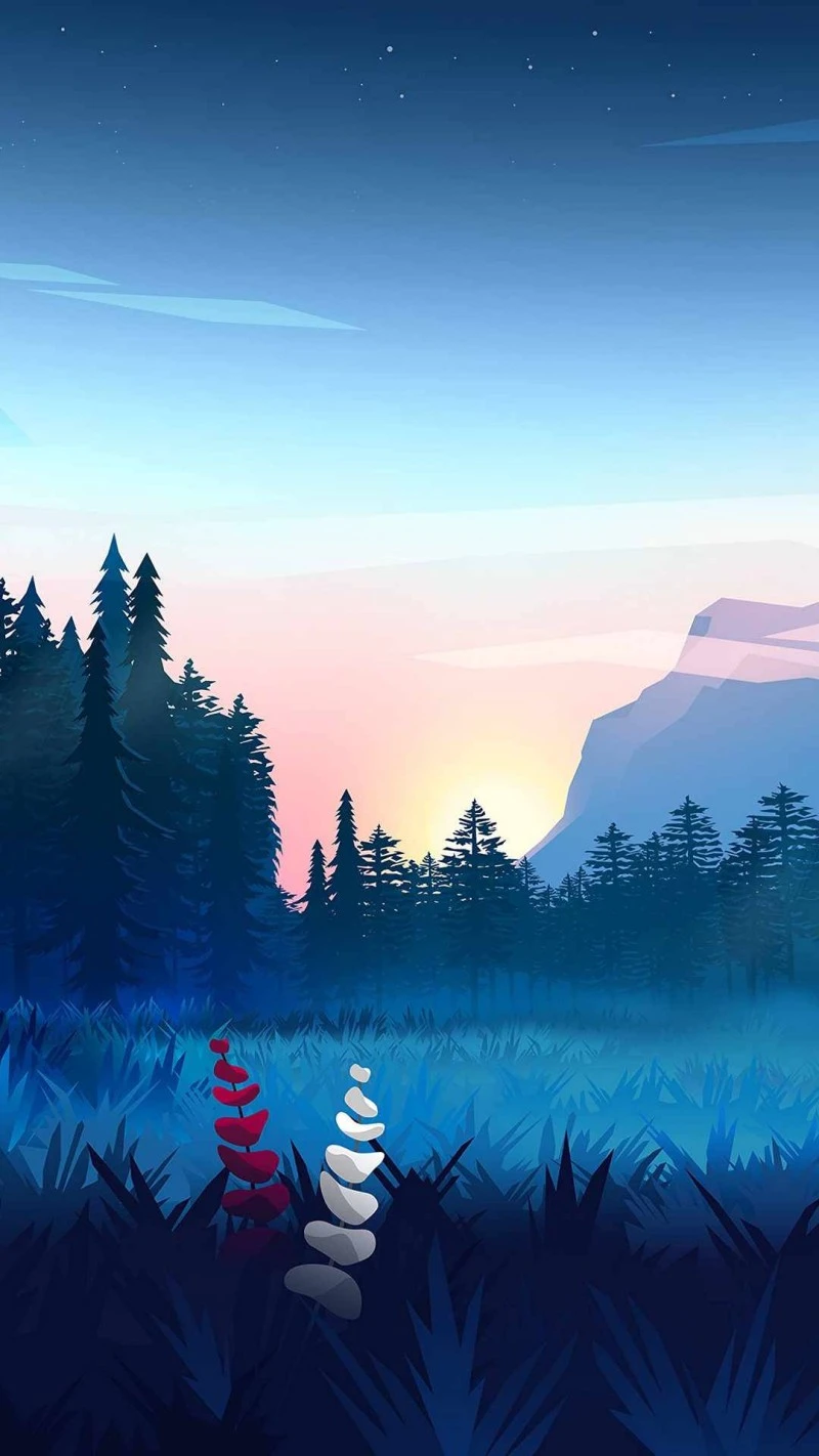 Tranquil Forest Sunset 4K Mobile Wallpaper