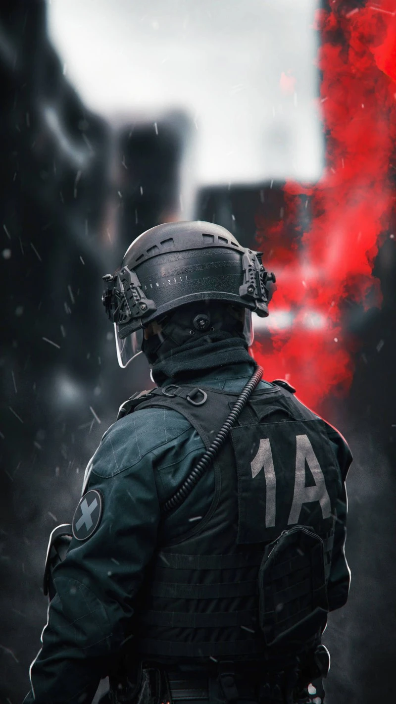 Riot Police in Smoke 4K Mobile Wallpaper