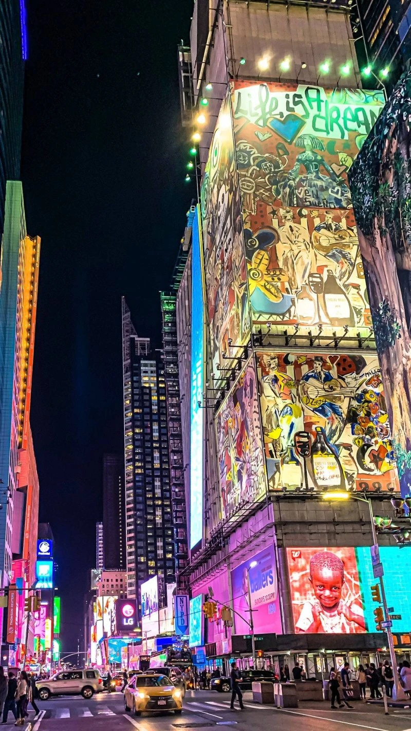 Times Square at Night 4K Mobile Wallpaper