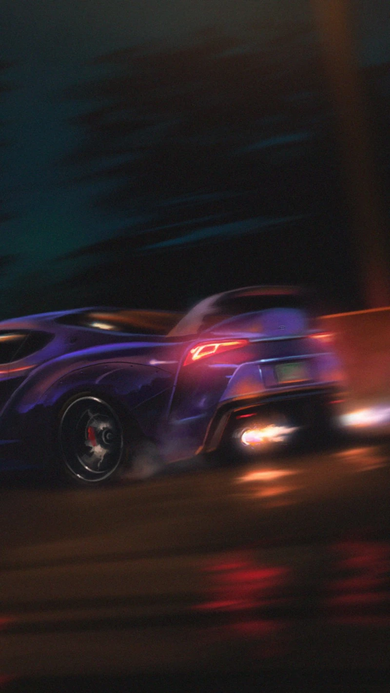 Purple Toyota GR Supra Drifting 4K Mobile Wallpaper