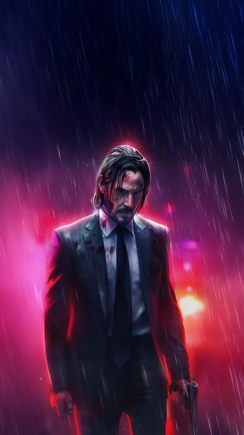 John Wick in the Rain 4K Mobile Wallpaper