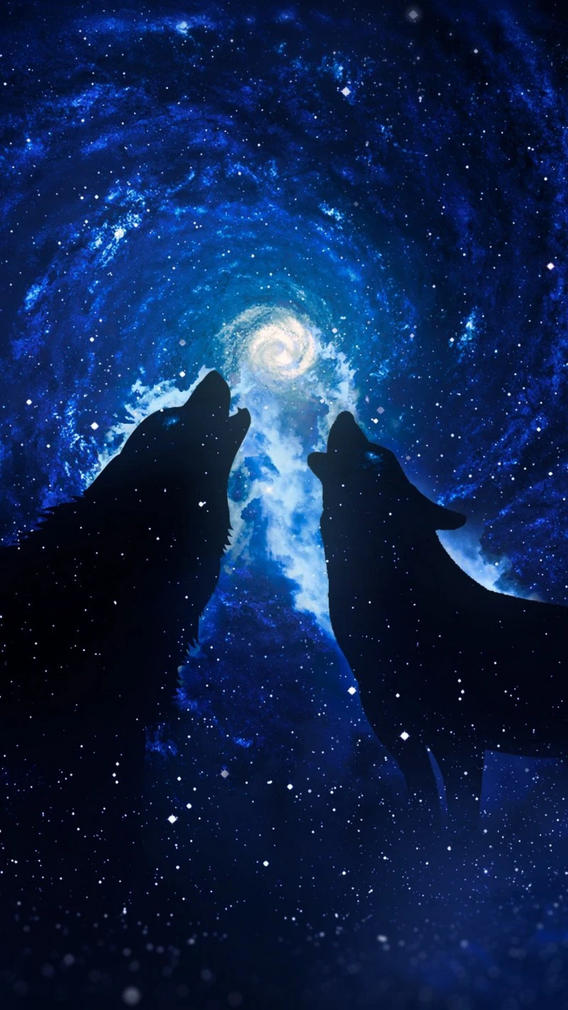 Wolves Howling at the Galaxy 4K Mobile Wallpaper