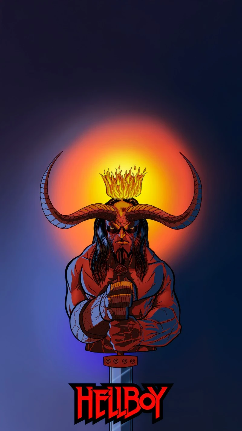 Hellboy: Fiery Poster Art 4K Mobile Wallpaper