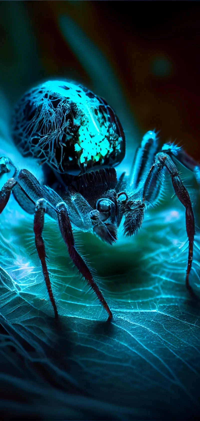 Glowing Spider in the Night 4K Mobile Wallpaper