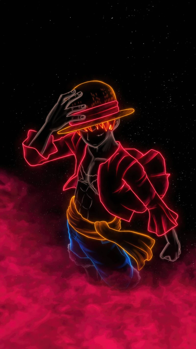 Neon Luffy 4K Mobile Wallpaper