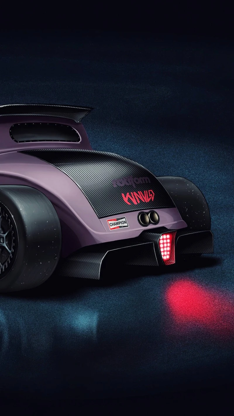 Custom Hot Rod Rear View 4K Mobile Wallpaper
