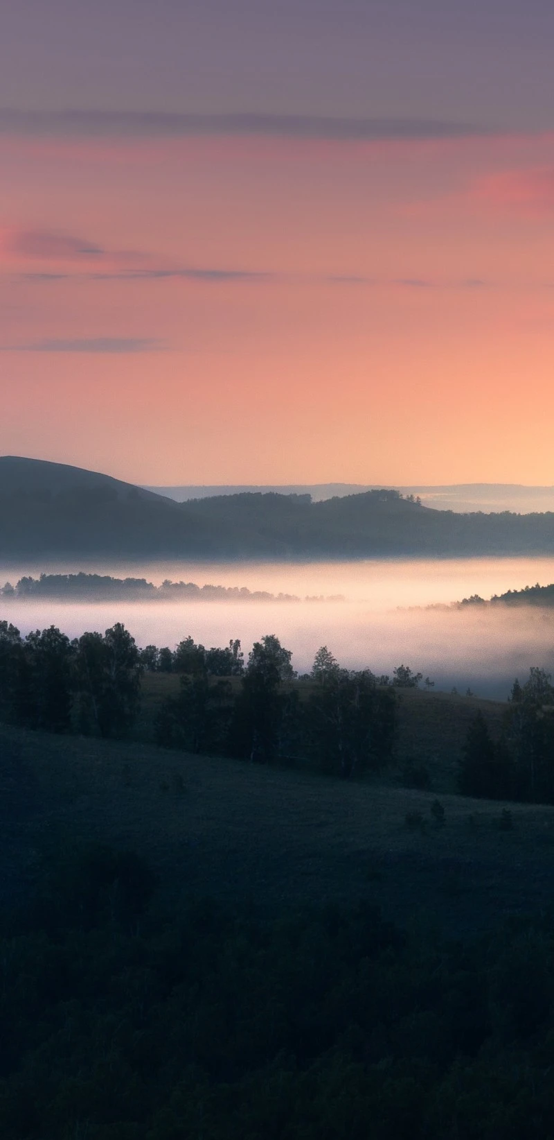 Misty Sunrise over Rolling Hills 4K Mobile Wallpaper