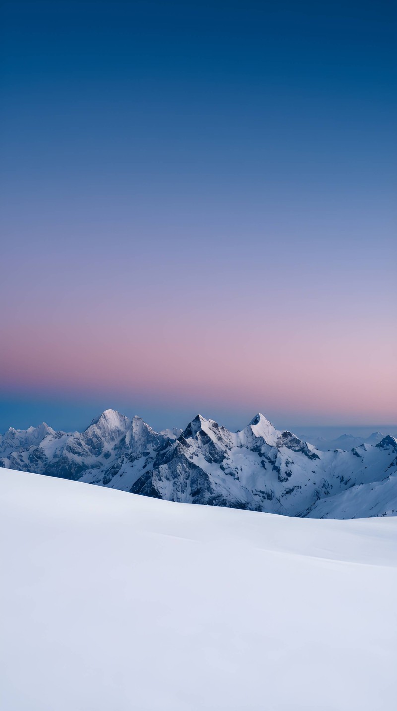 Serene Pink Twilight Snowy Mountains Landscape Mobile Wallpaper 4K Ink Wallpaper