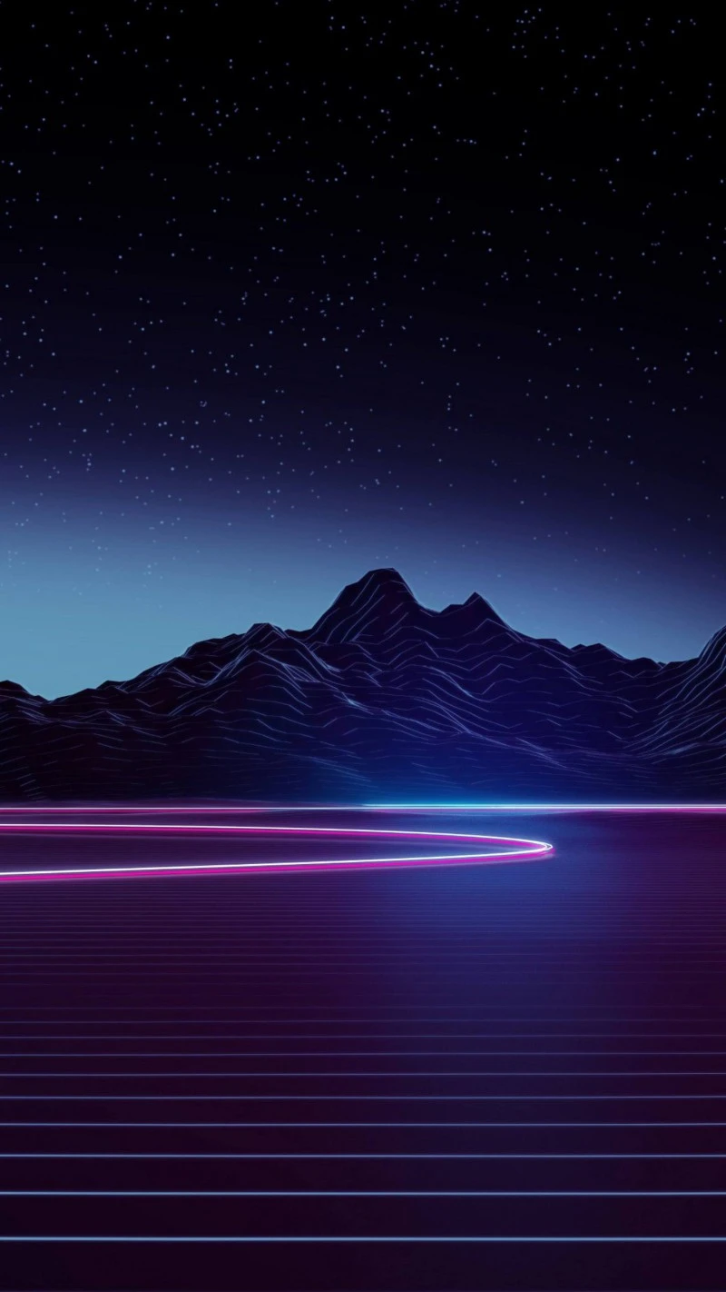 Retro Synthwave Landscape 4K Mobile Wallpaper