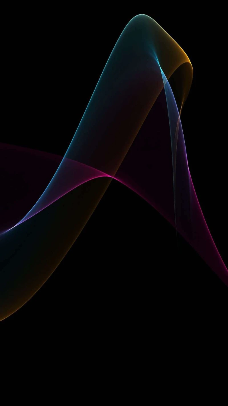 Abstract Colorful Waves on Black 4K Mobile Wallpaper