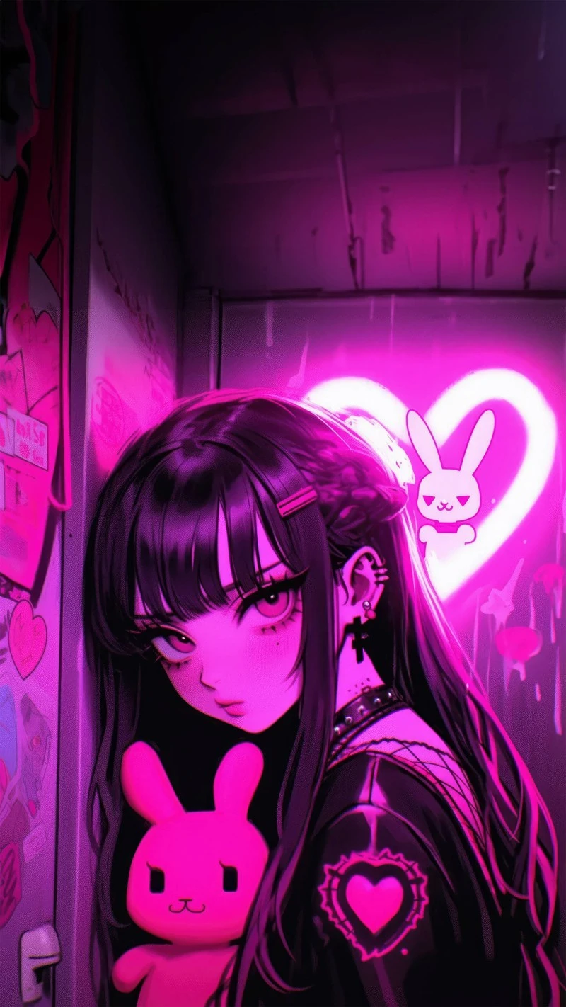 Kawaii Goth Anime Girl 4K Mobile Wallpaper