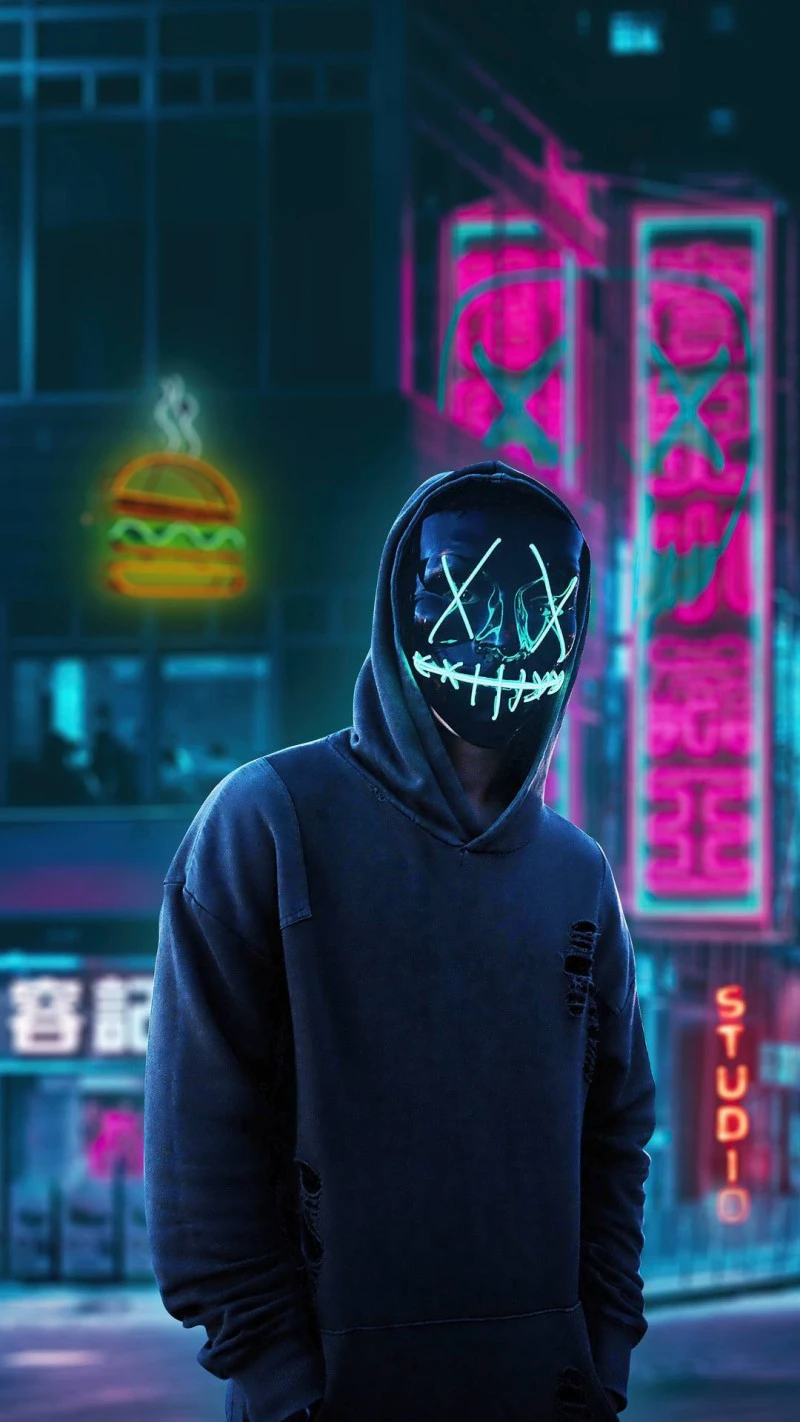 Neon Nights Burger 4K Mobile Wallpaper