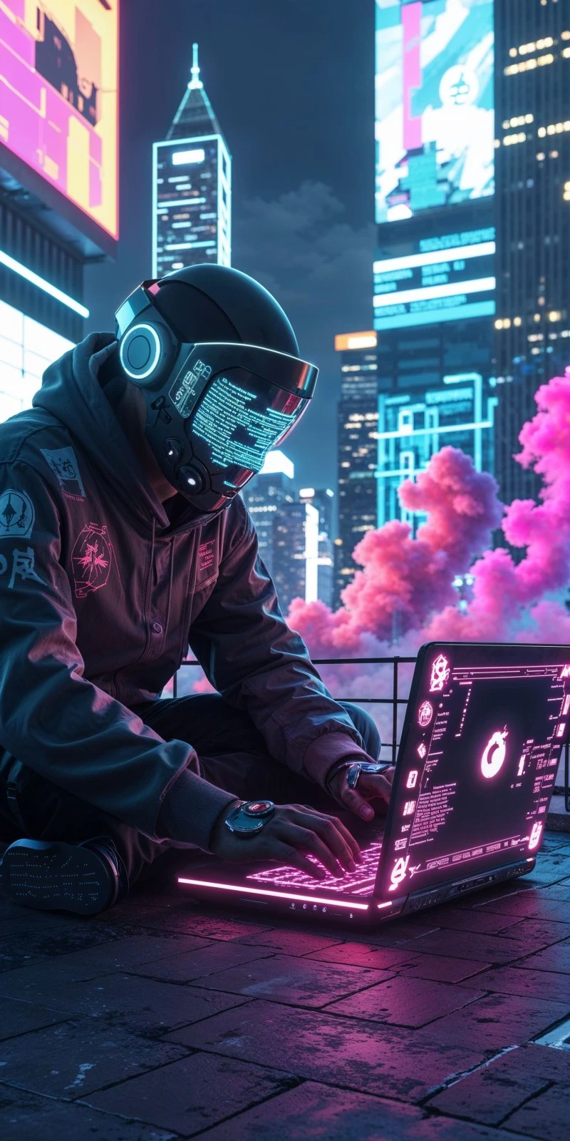 Cyberpunk Hacker 4K Mobile Wallpaper