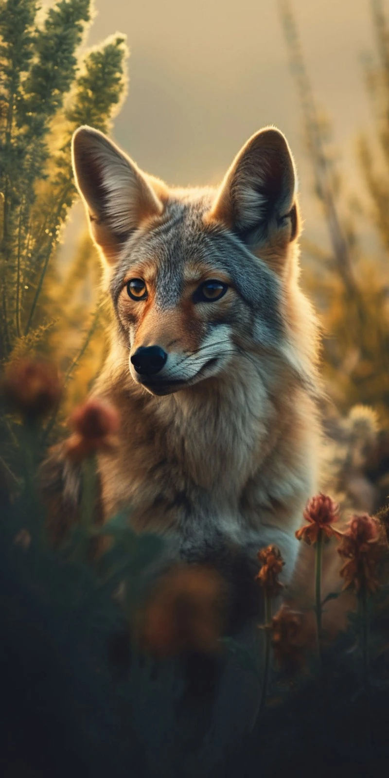 Coyote at Sunset 4K Mobile Wallpaper
