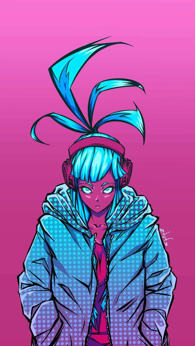 Synthwave Anime Girl 4K Mobile Wallpaper Free Download