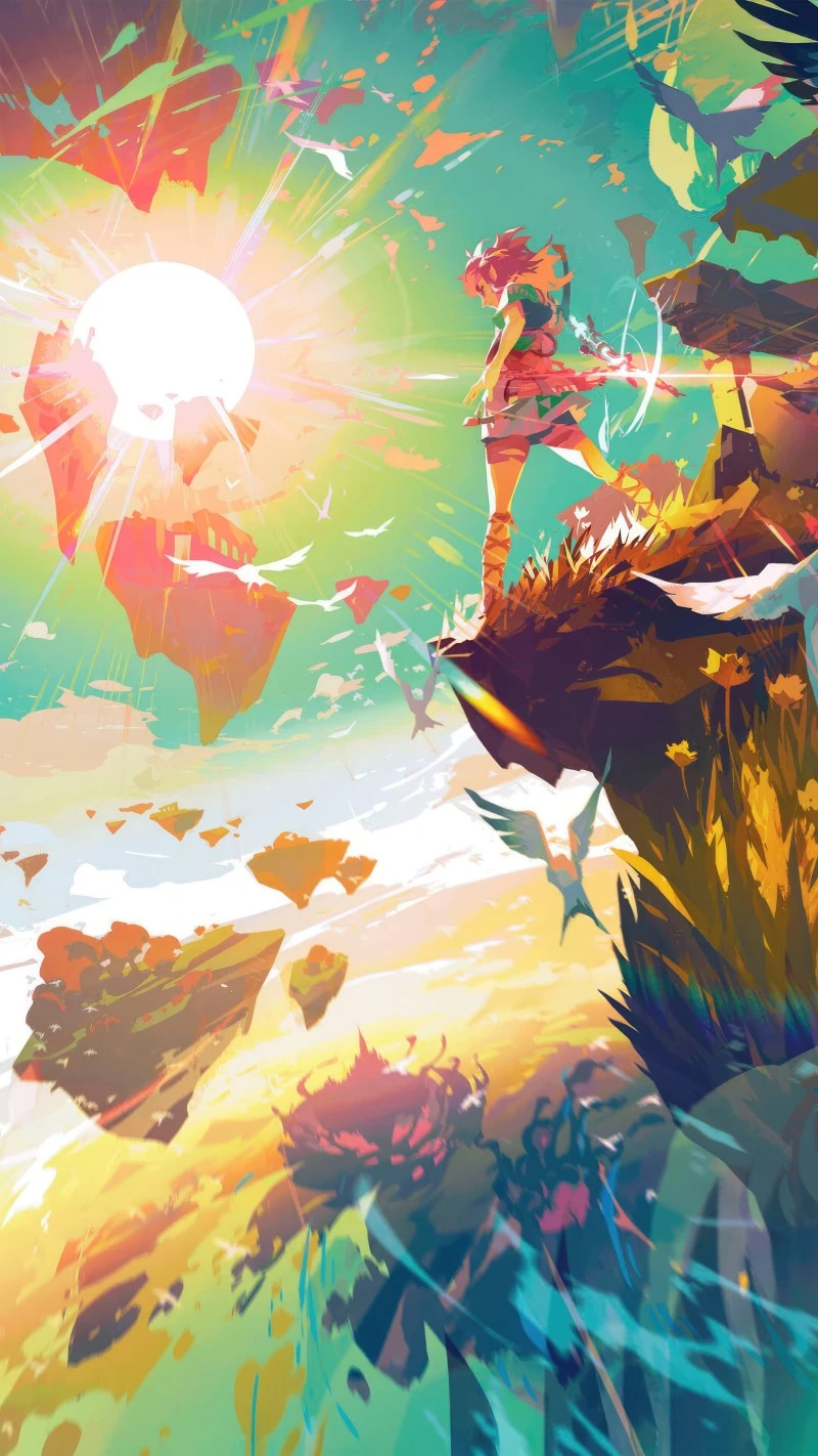 Vibrant Sunset Zelda Tears of the Kingdom Game Art 4K Mobile Wallpaper