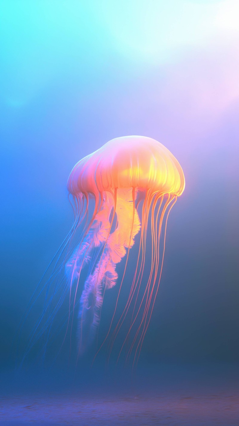 Single Jellyfish in Gradient Waters 4K Mobile Wallpaper