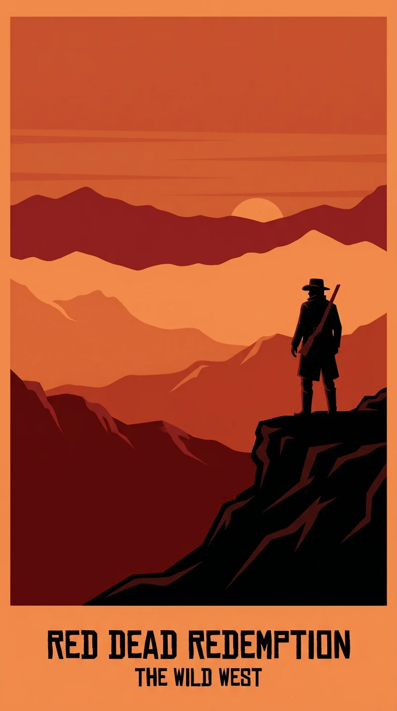 Minimalist Poster of Red Dead Redemption Game 4K Red dead Wallpaper