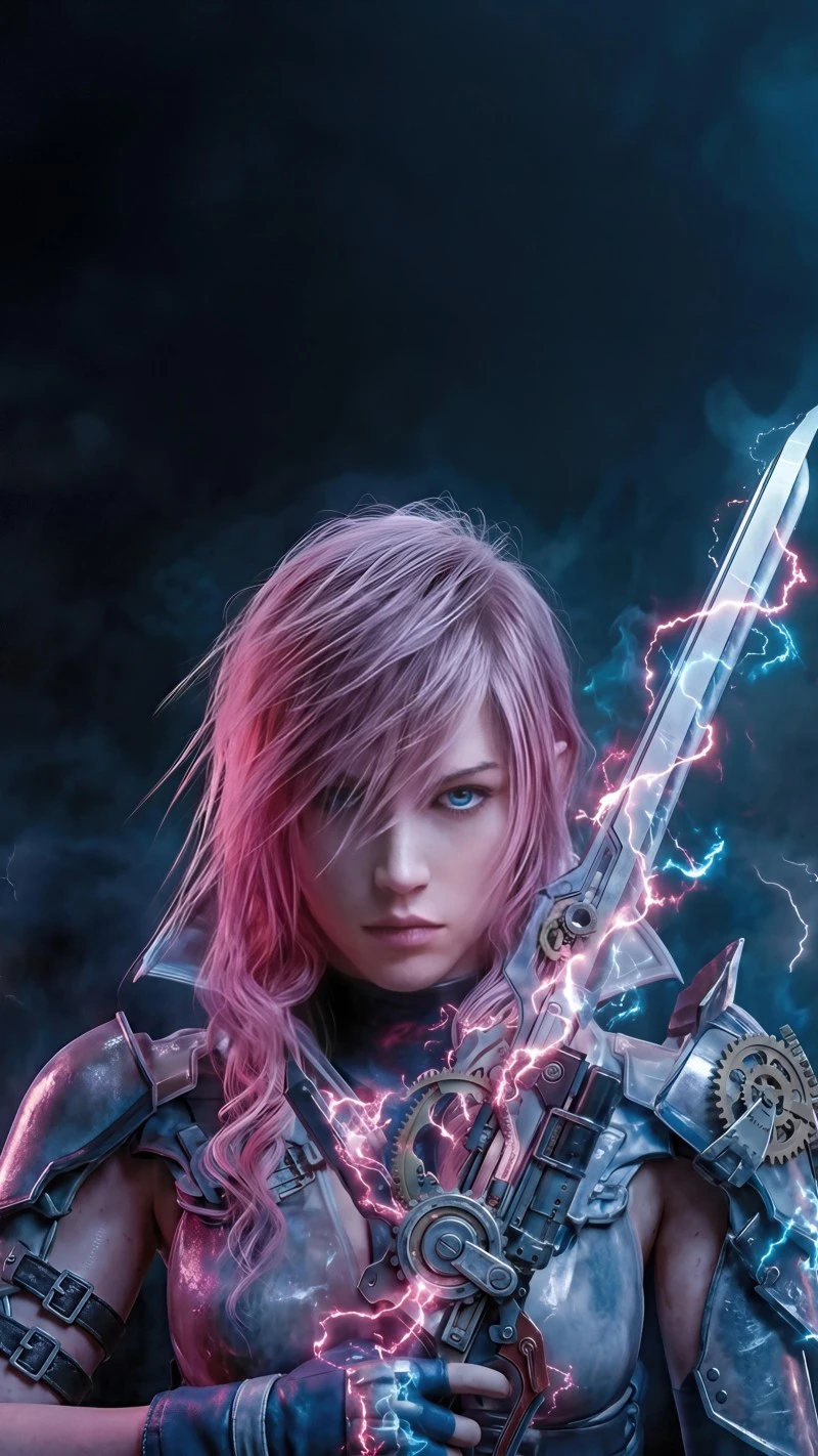 Electric Warrior Princess 4K Mobile Wallpaper