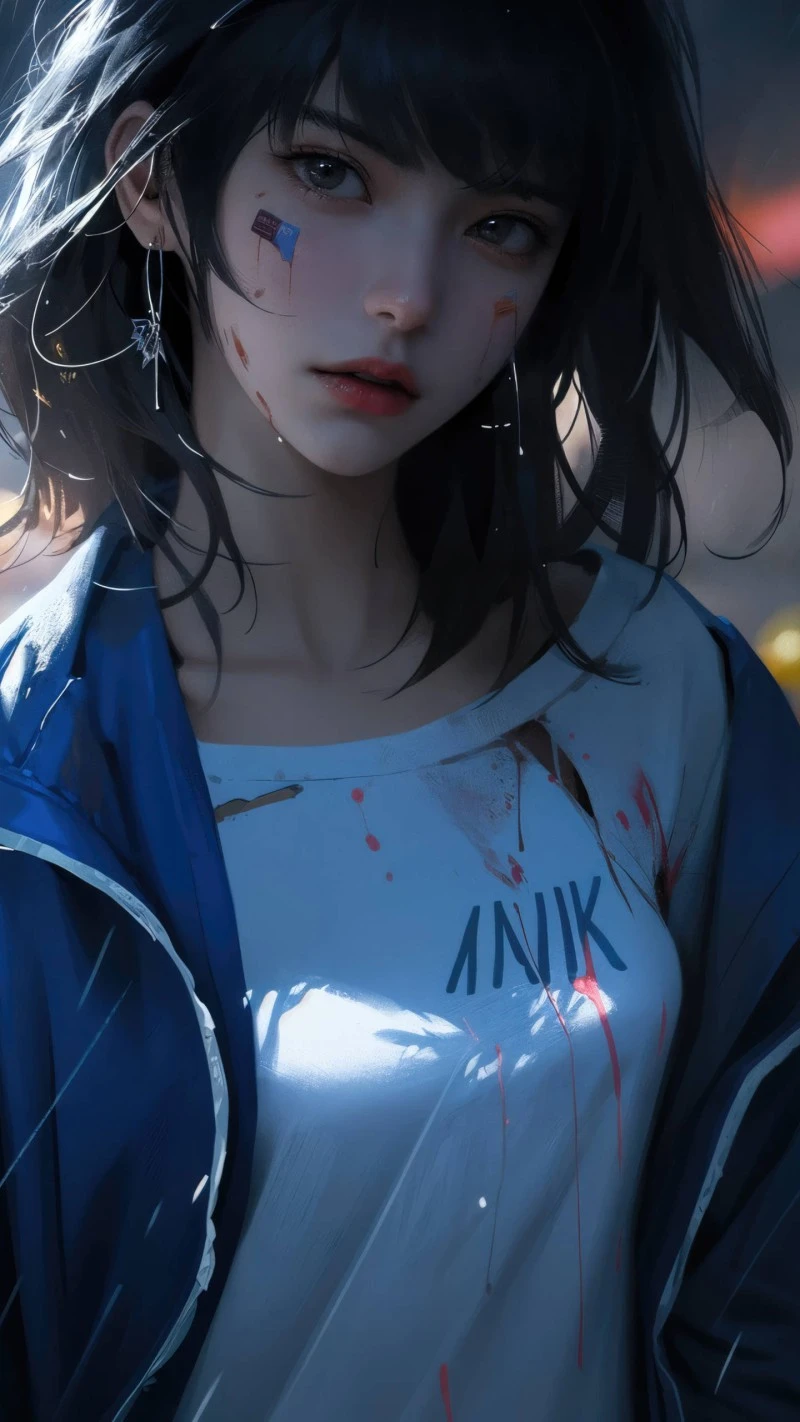 Anime Girl with Wounds 4K Mobile Wallpaper