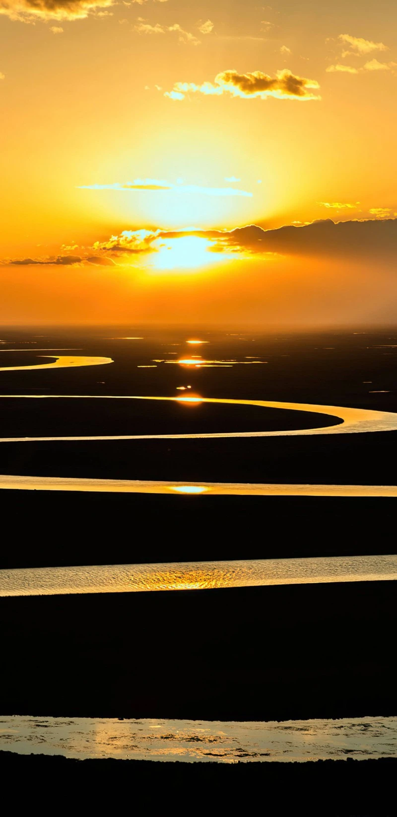 Golden River Sunset 4K Mobile Wallpaper