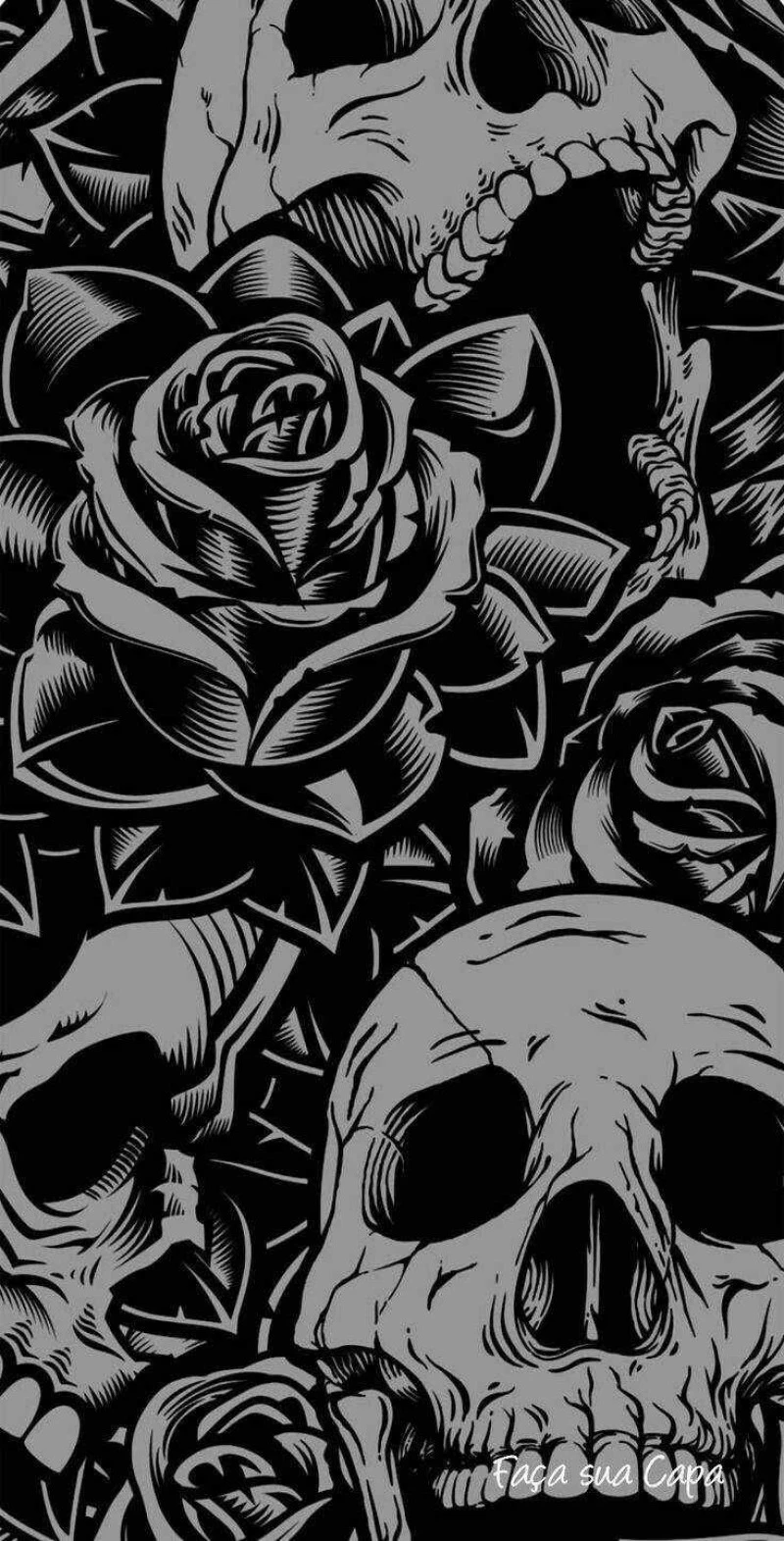 Skulls and Roses 4K Mobile Wallpaper