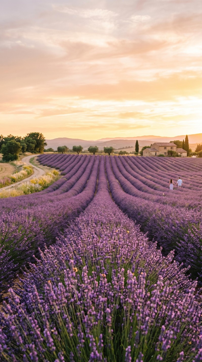 Vibrant Purple Lavender Fields at Sunset Mobile Wallpaper 4K Field Wallpaper